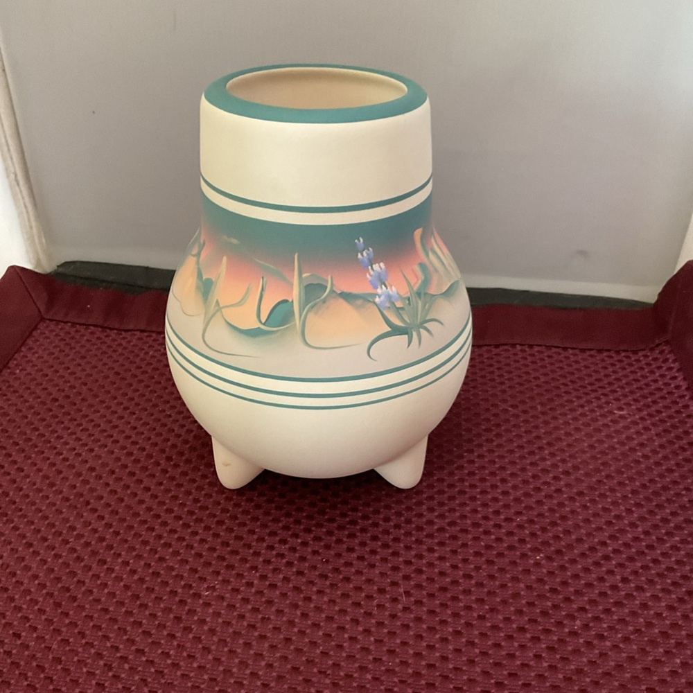 Decorative Cream and Green Vase